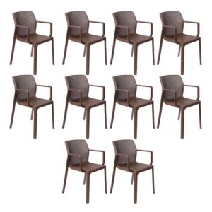 Cadeira Sardenha Marrom Kit 10 unidades